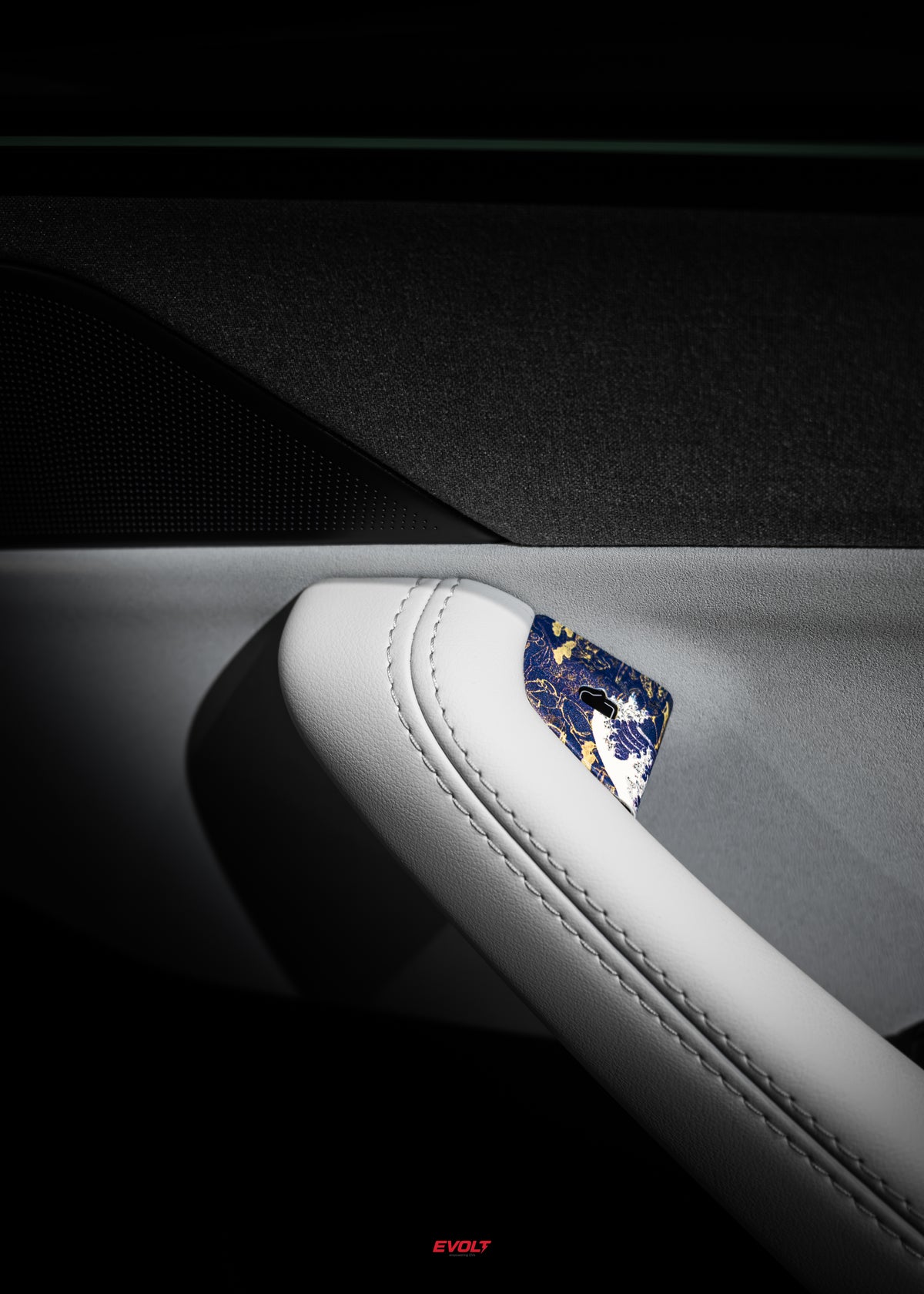 Patterned Nappa Leather Door Button Trim for Tesla Model Y/ 3 / YL