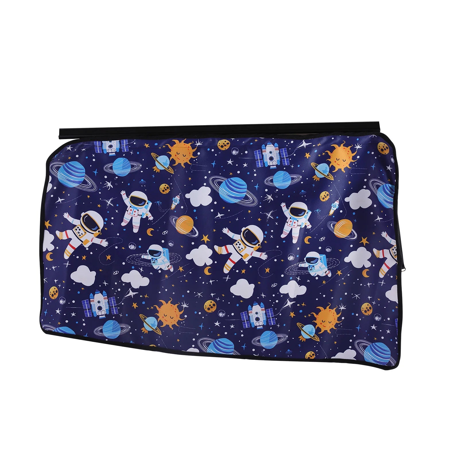 Rear Side Sunshade Curtain with Cartoon Astronaut and Planet Prints