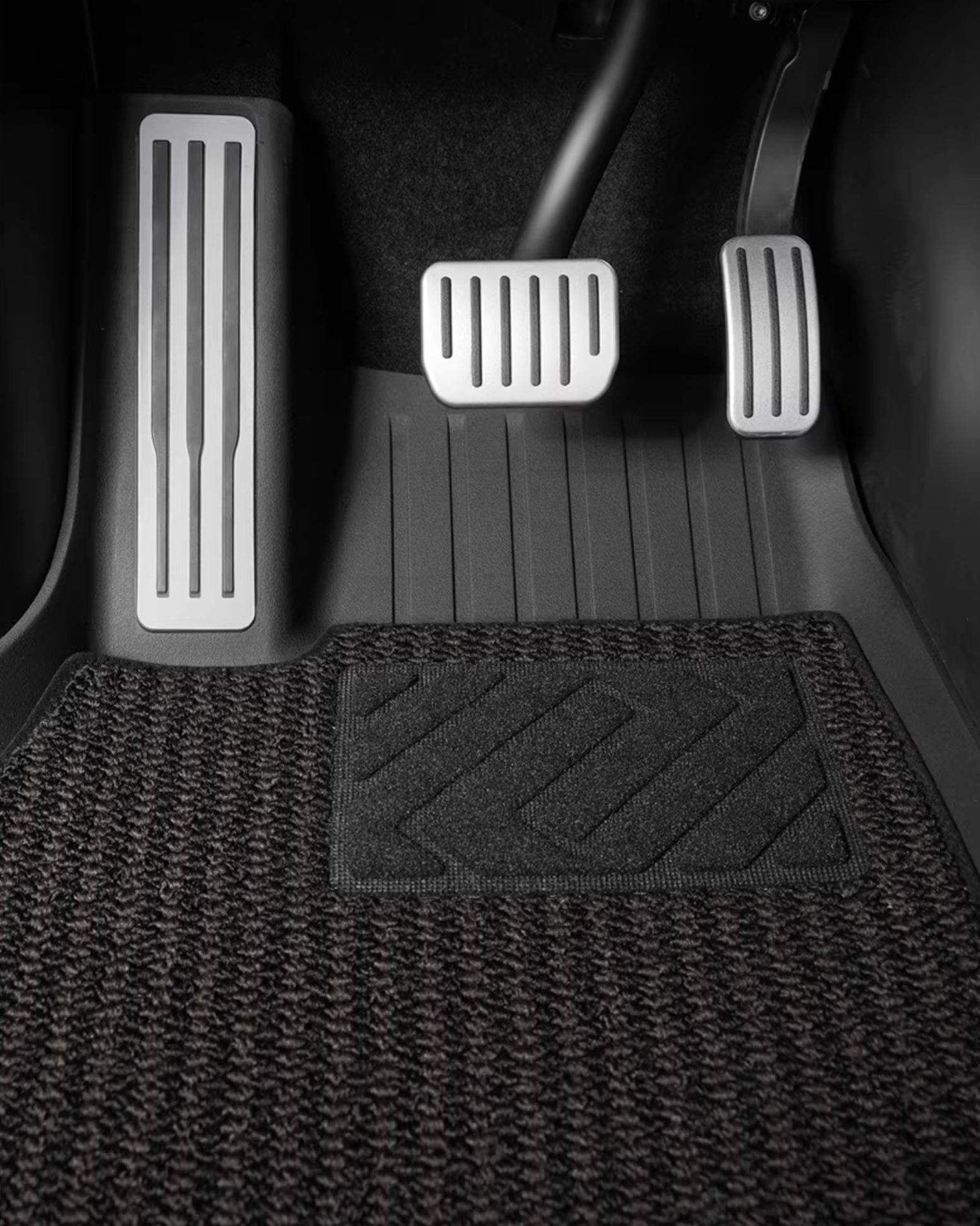 Dual Layer TPE Floor Liners with Premium Carpet Overlays for Tesla Model Y