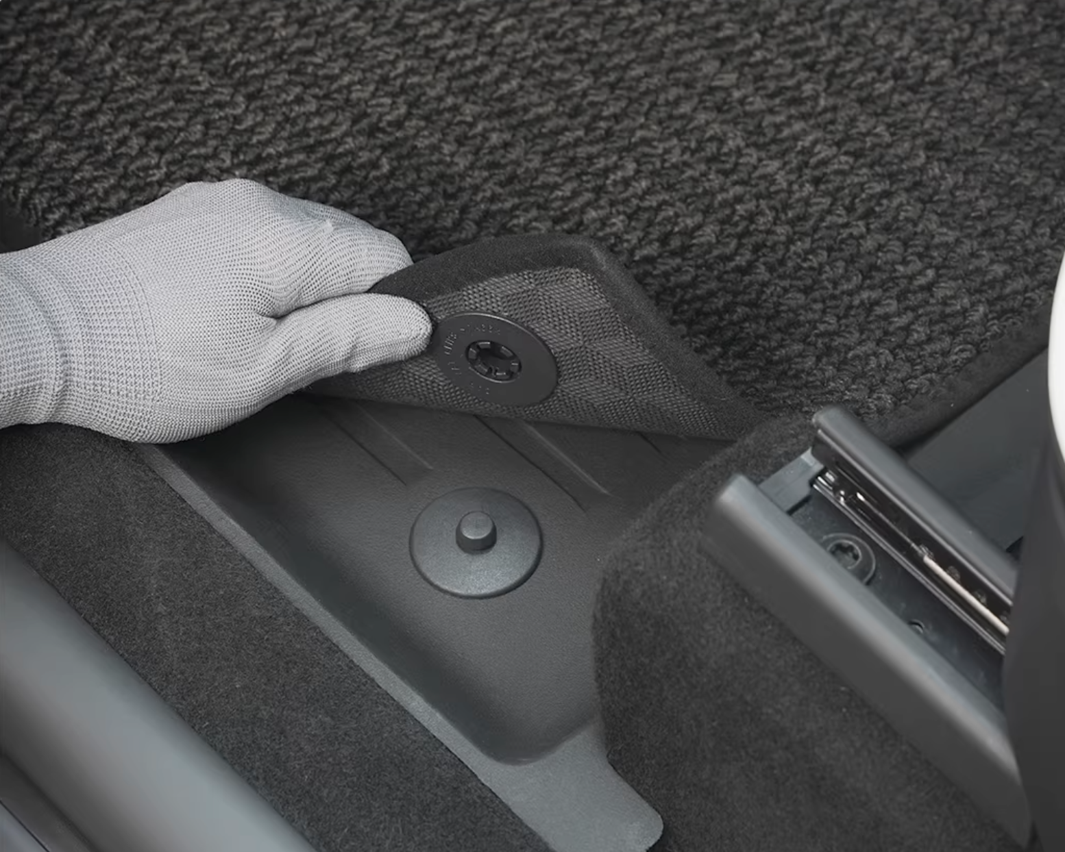 Dual Layer TPE Floor Liners with Premium Carpet Overlays for Tesla Model Y