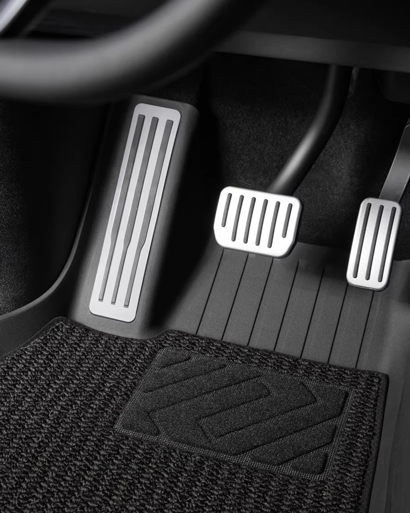 Dual Layer TPE Floor Liners with Premium Carpet Overlays for Tesla Model Y