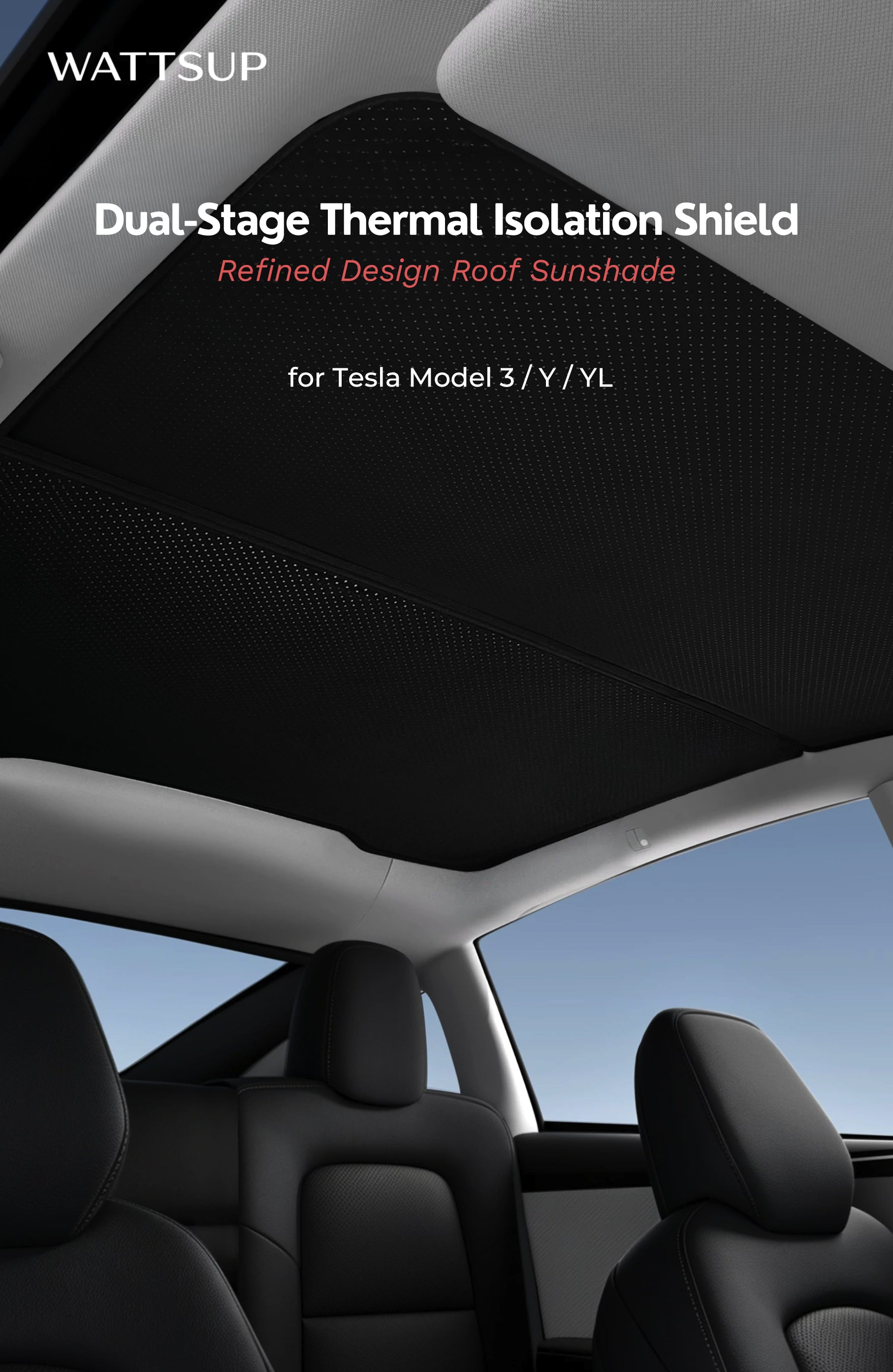Dual-Stage Thermal Isolation Shield for Tesla Model 3/Y/YL – Refined Design Roof Sunshade