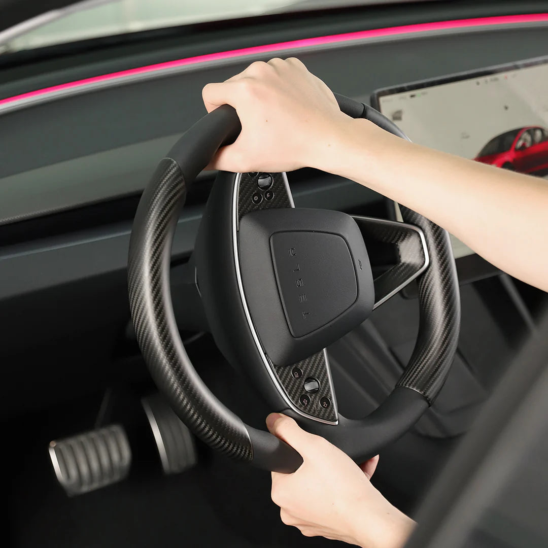Carbon Fiber Steering Wheel Cover (Set of Two) for Model Y / 3