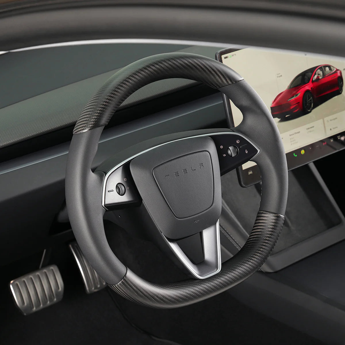 Carbon Fiber Steering Wheel Cover (Set of Two) for Model Y / 3