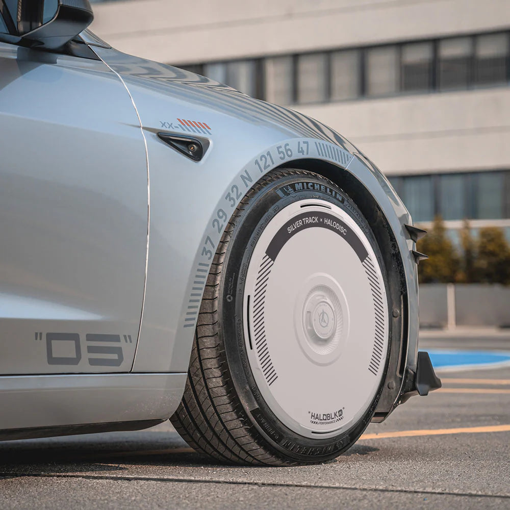 HALODISC 2 - SILVER TRACK White | Wheel Covers for Tesla