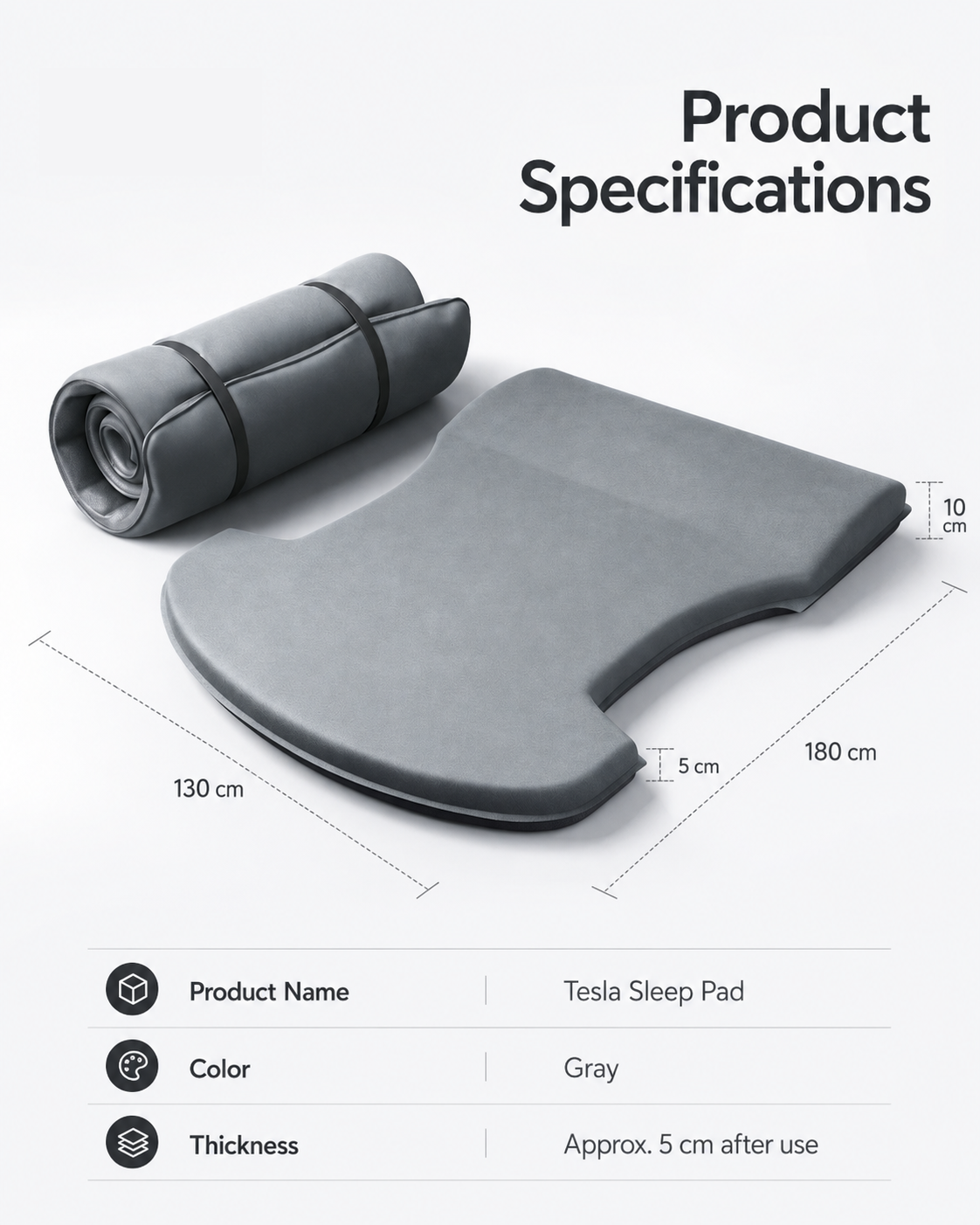 Sleep Pad for Tesla Model Y | Flatter Sleeping Setup