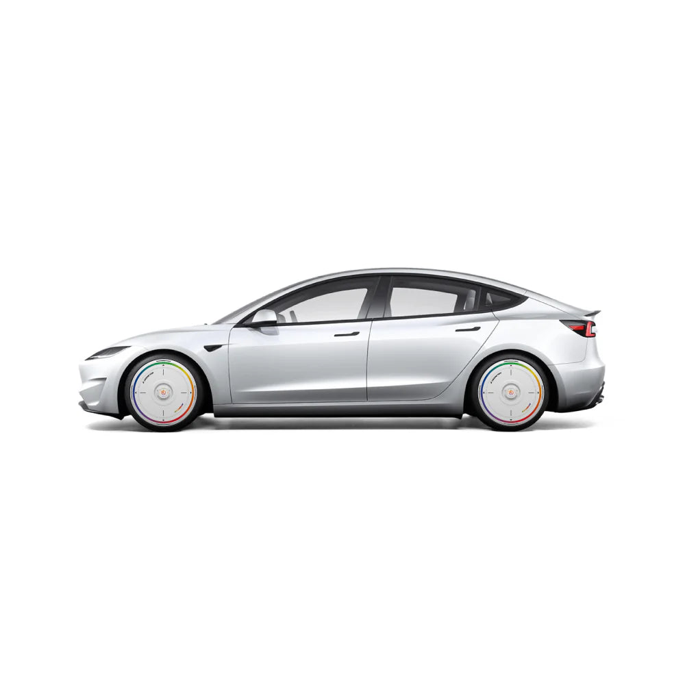 HALODISC 2 - RAINBOW ROAD White| Wheel Covers for Tesla