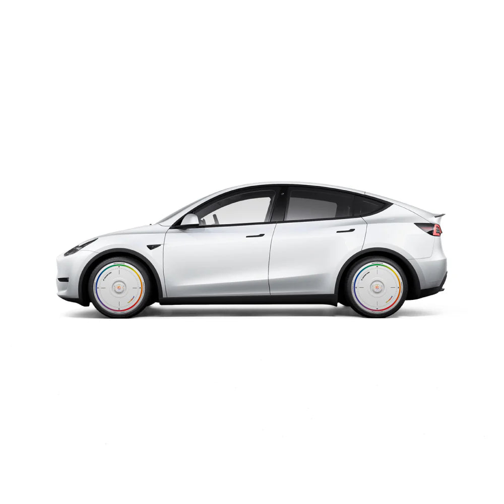 HALODISC 2 - RAINBOW ROAD White| Wheel Covers for Tesla
