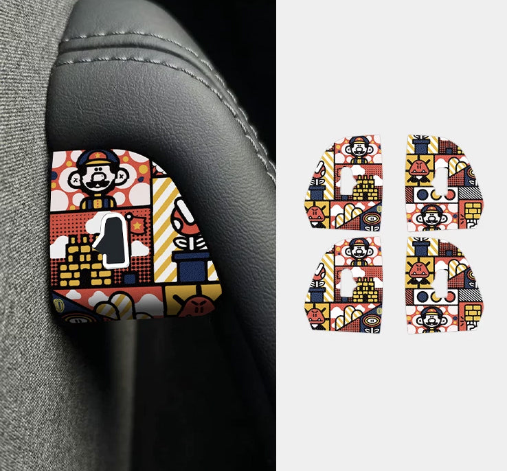 Patterned Nappa Leather Door Button Trim for Tesla Model Y/ 3 / YL