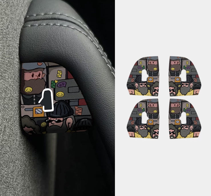 Patterned Nappa Leather Door Button Trim for Tesla Model Y/ 3 / YL