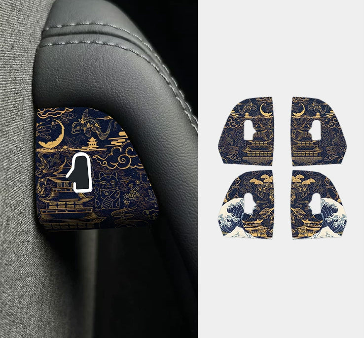 Patterned Nappa Leather Door Button Trim for Tesla Model Y/ 3 / YL