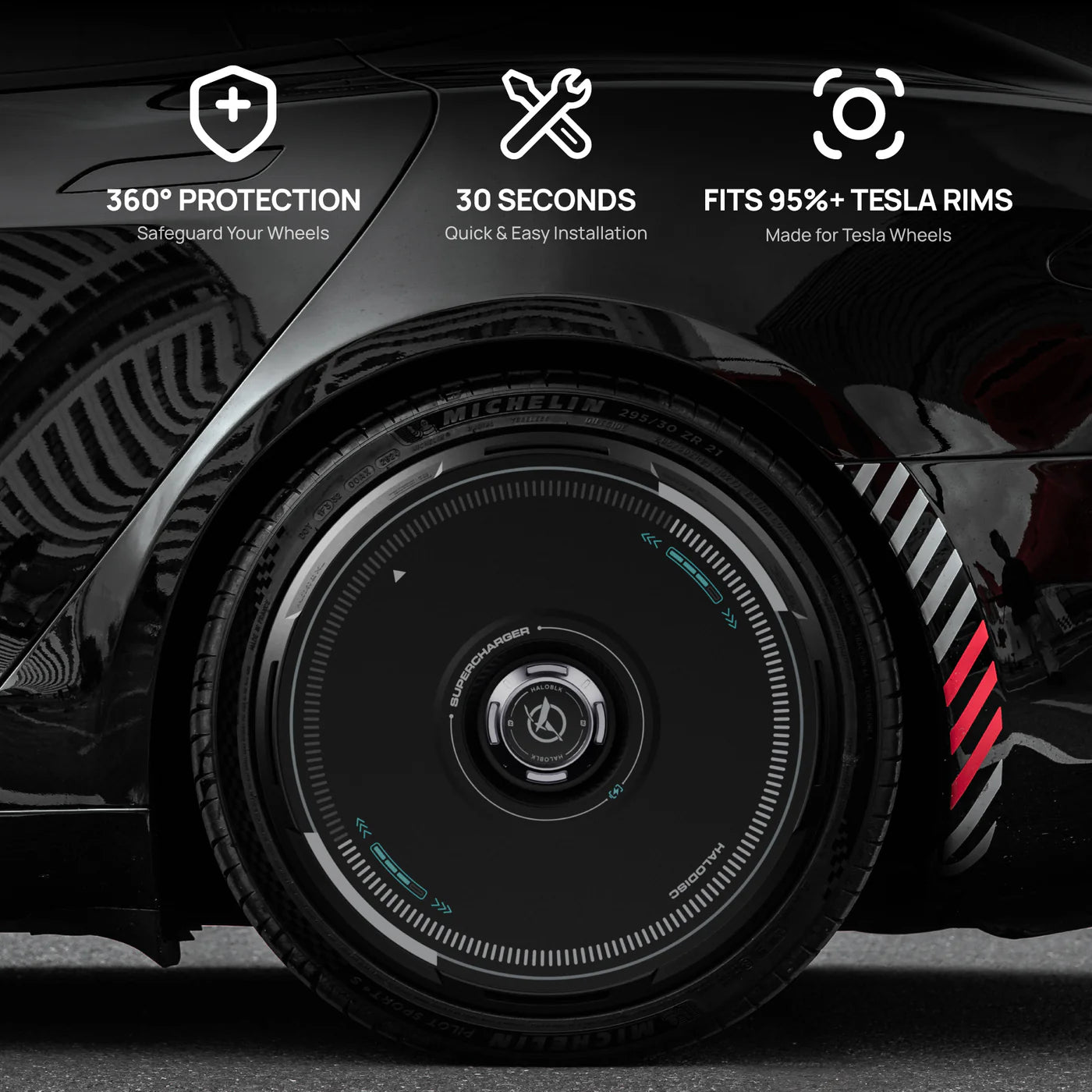 HALODISC 2 - SuperChager Black | Wheel Covers for Tesla