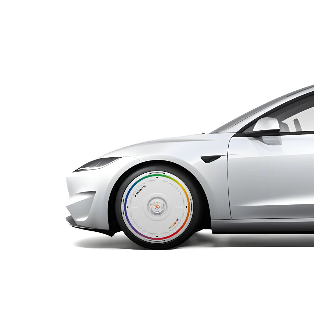 HALODISC 2 - RAINBOW ROAD White| Wheel Covers for Tesla