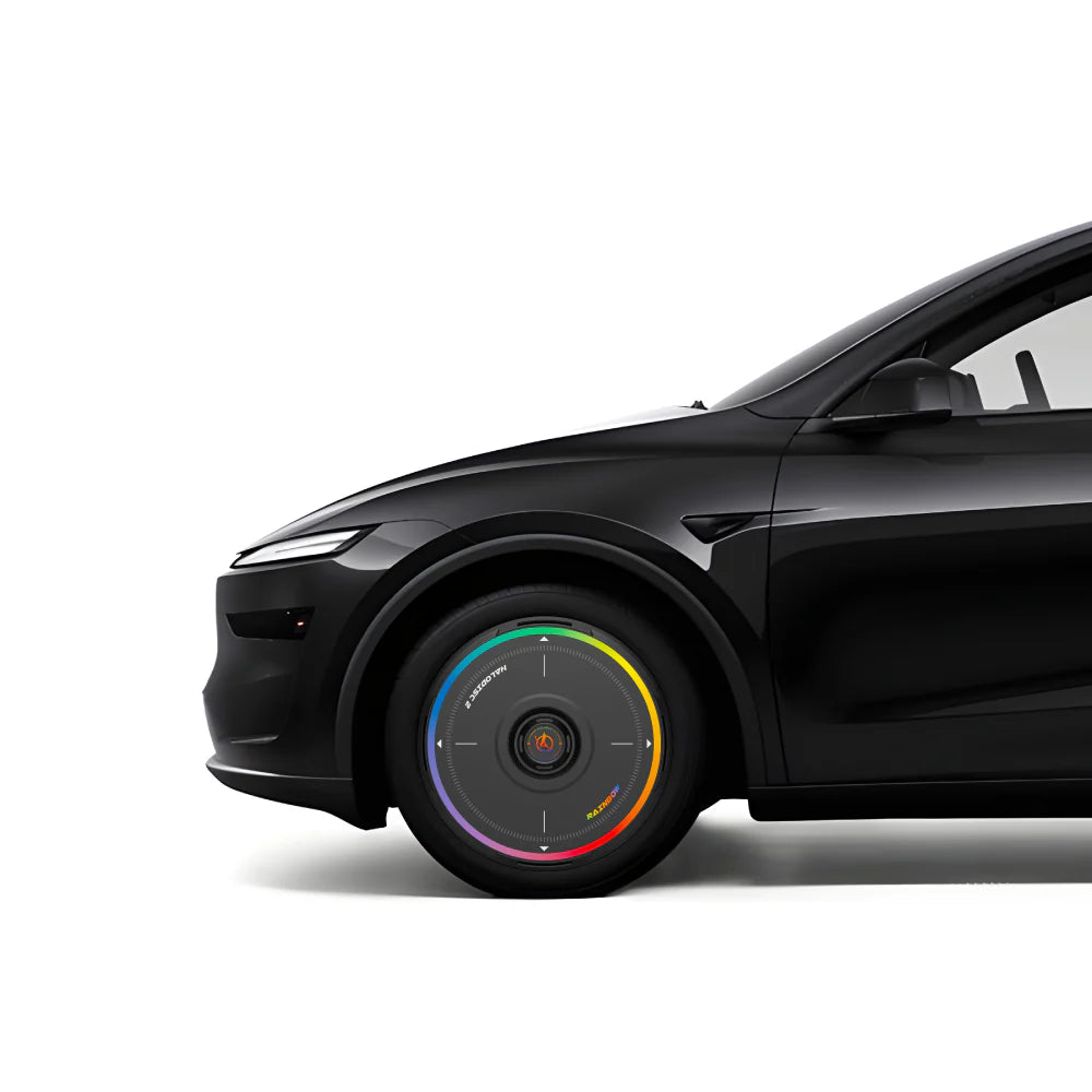 HALODISC 2 - RAINBOW ROAD Black| Wheel Covers for Tesla