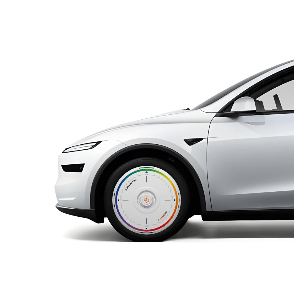 HALODISC 2 - RAINBOW ROAD White| Wheel Covers for Tesla