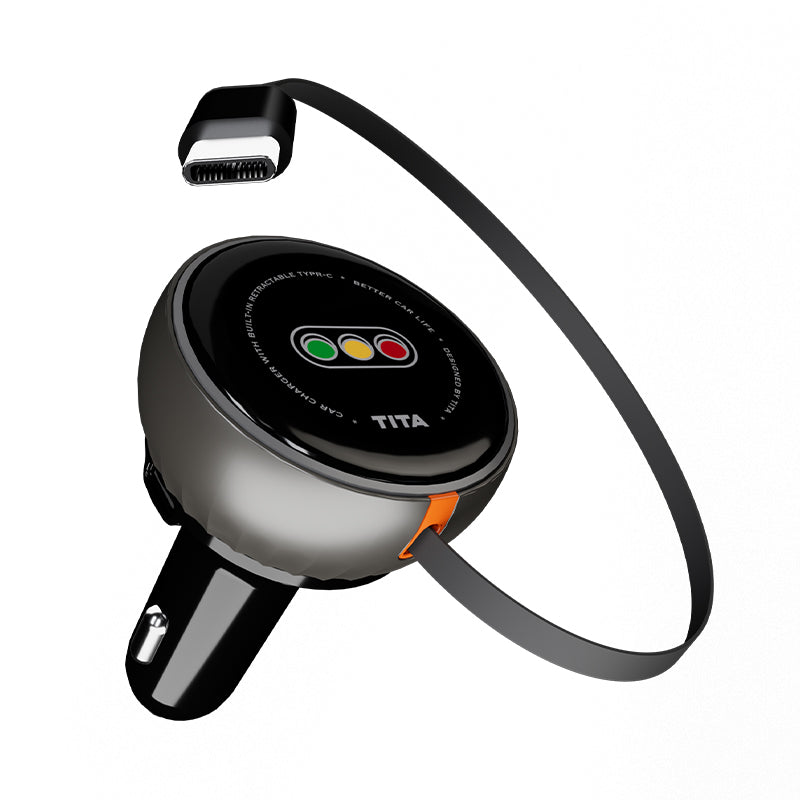 TITA 45W Retractable Car Charger – 3-Port Fast Charging Hub