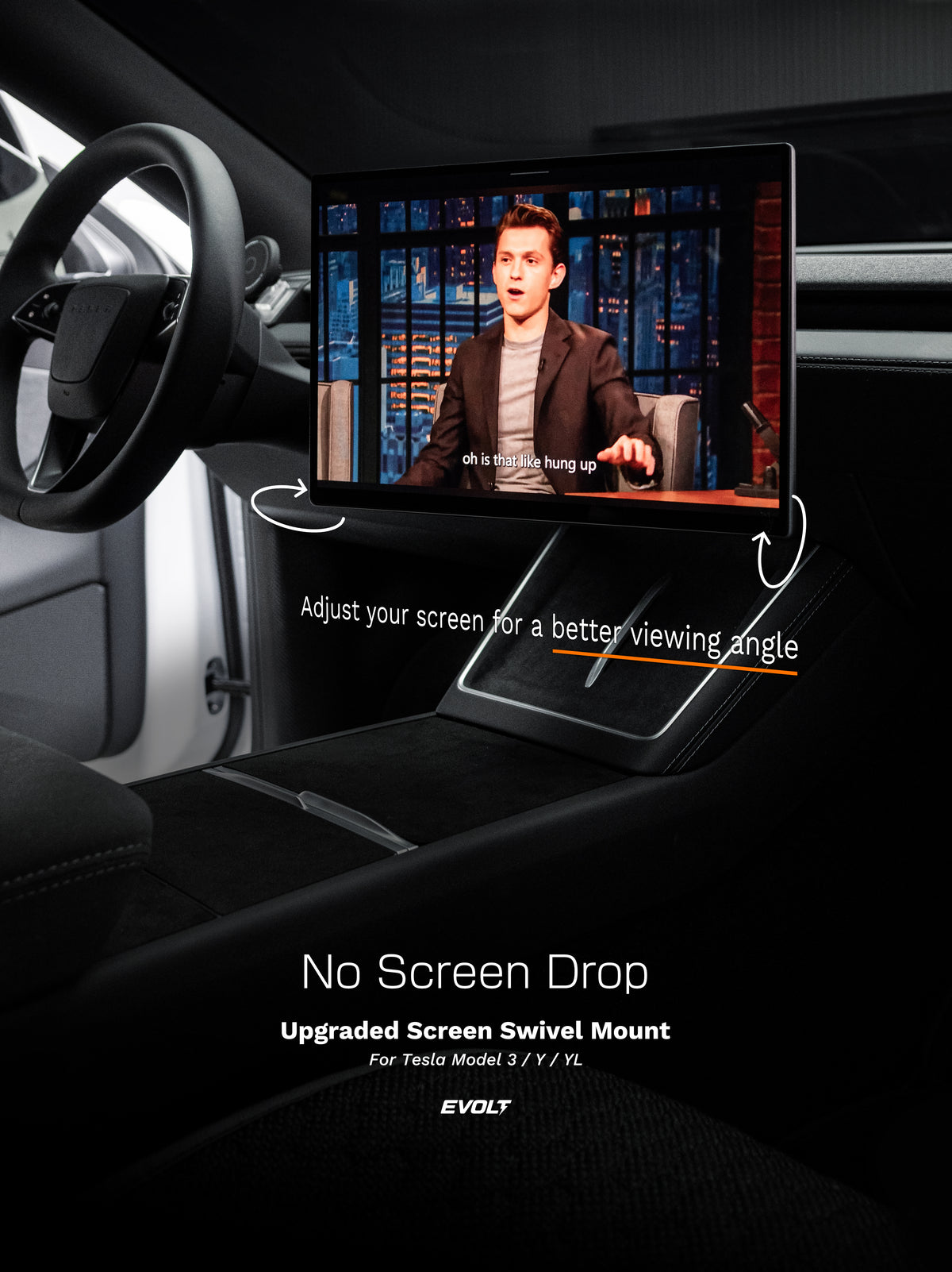 Upgraded Screen Swivel Mount for Tesla Model 3 / Y / YL | No Screen Drop