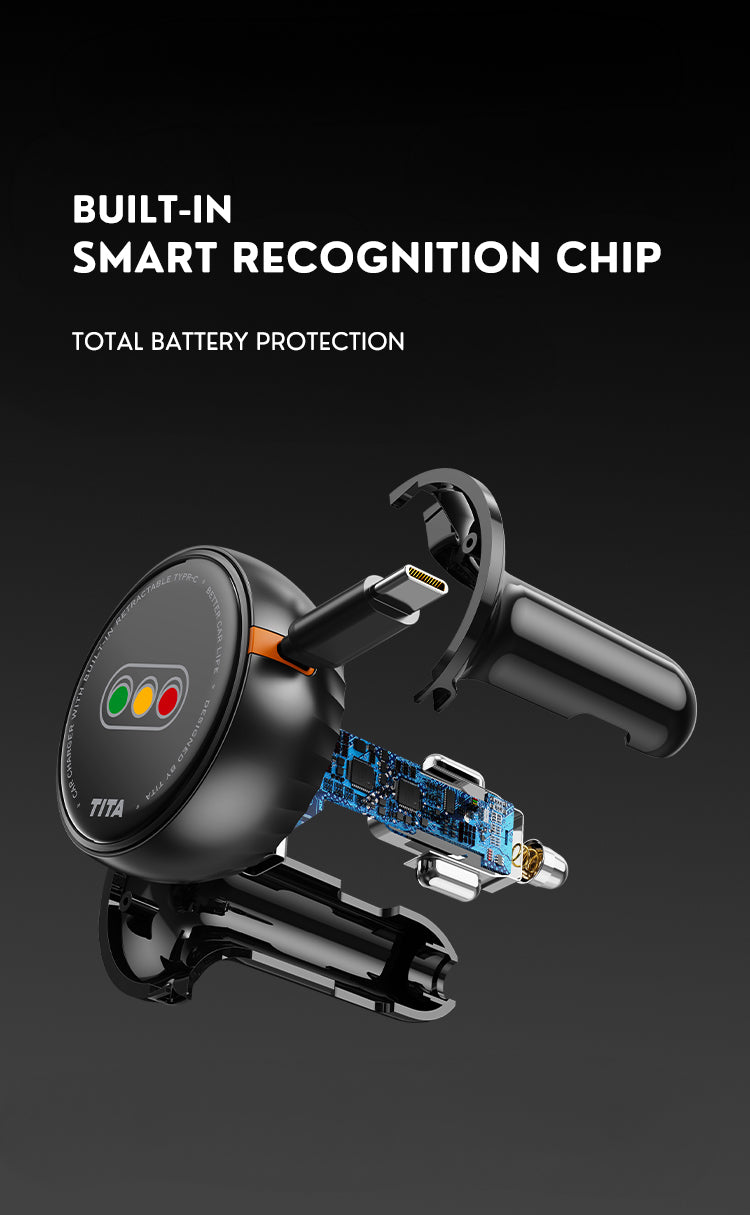 TITA 45W Retractable Car Charger – 3-Port Fast Charging Hub