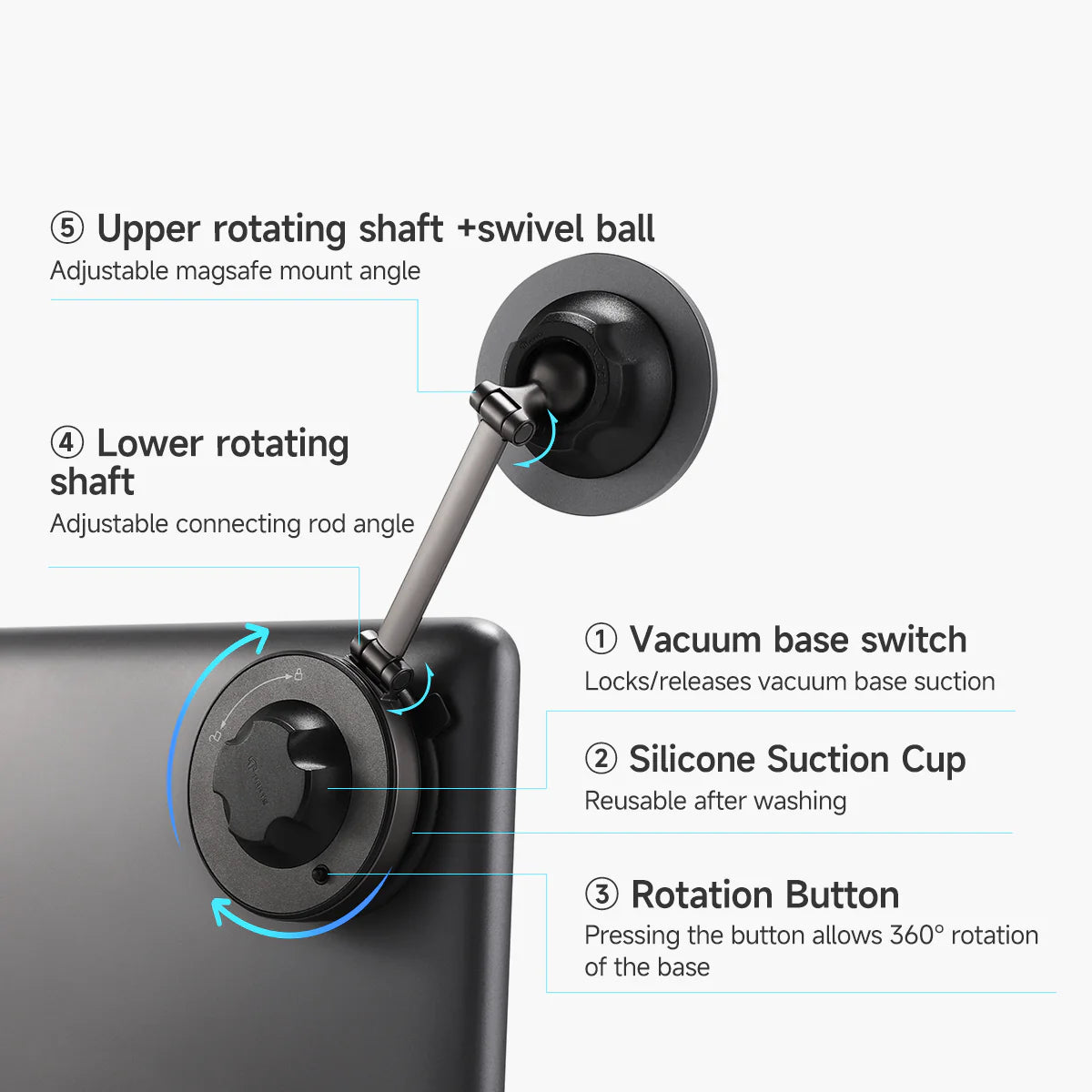 Vacuum Suction Phone Holder for Tesla