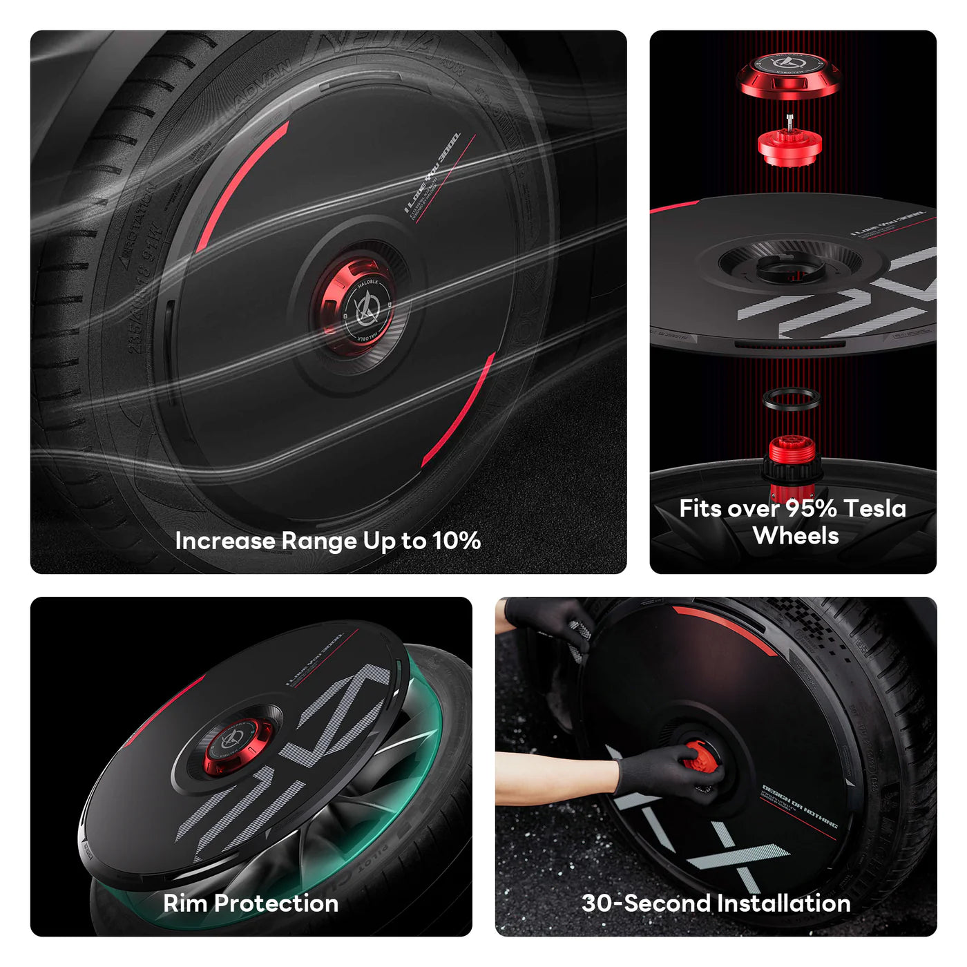 HALODISC 2 - Custom Numbers - Black | Wheel Covers for Tesla