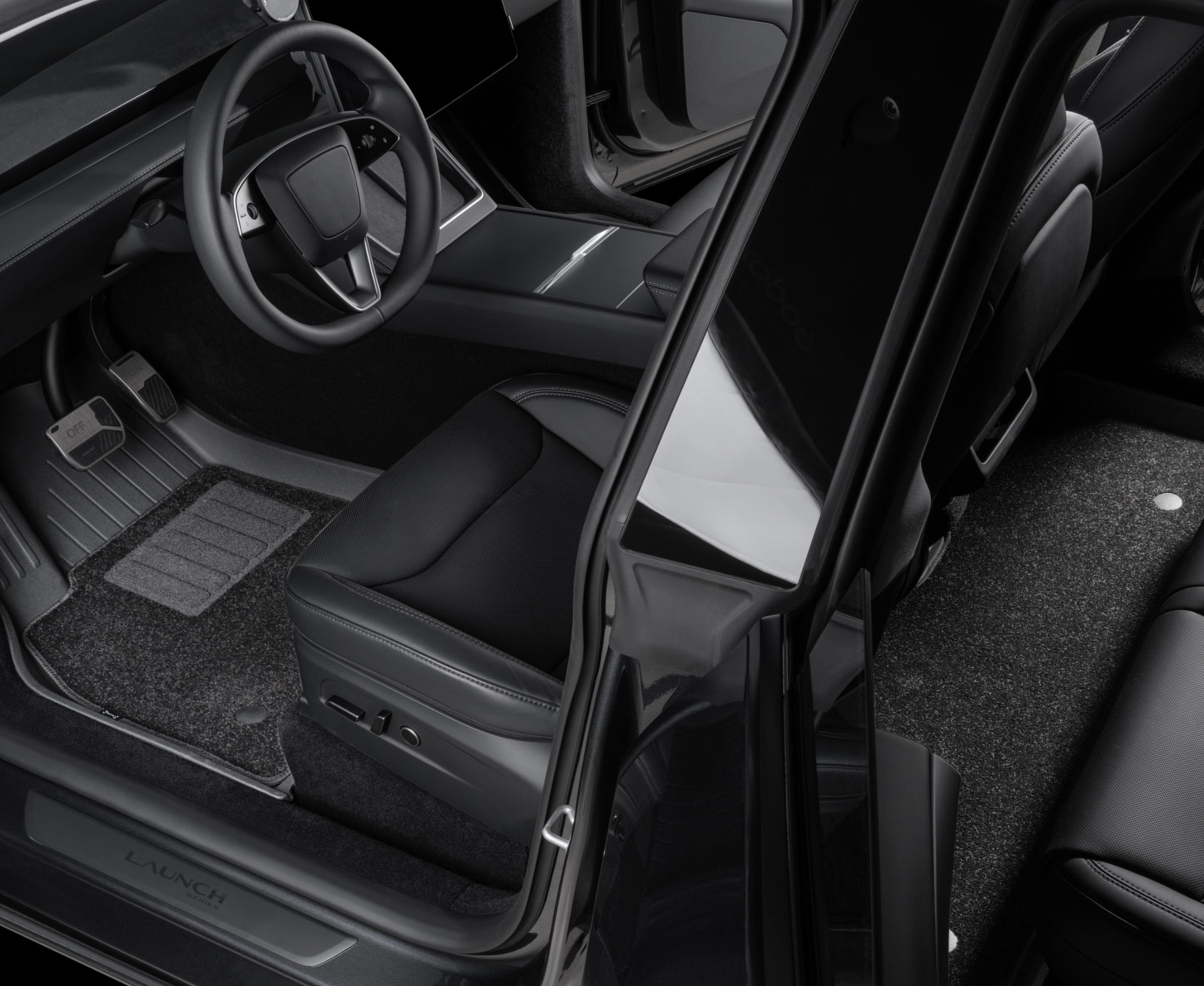 Floor Mats with Nylon Carpet Compatible with Tesla Model Y Juniper | All-Weather Protection - Full Set
