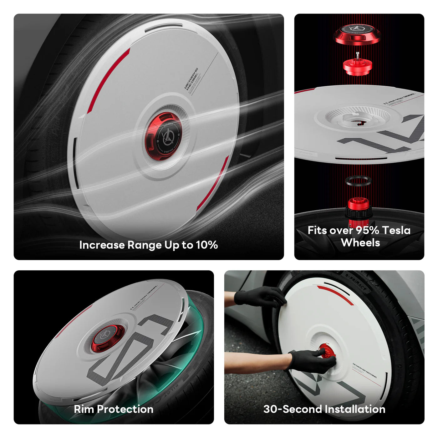 HALODISC 2 - Custom Numbers - White | Wheel Covers for Tesla