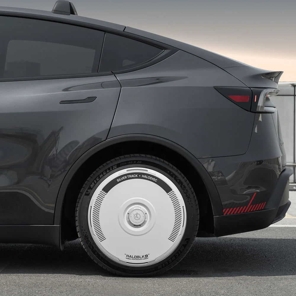 HALODISC 2 - SILVER TRACK White | Wheel Covers for Tesla