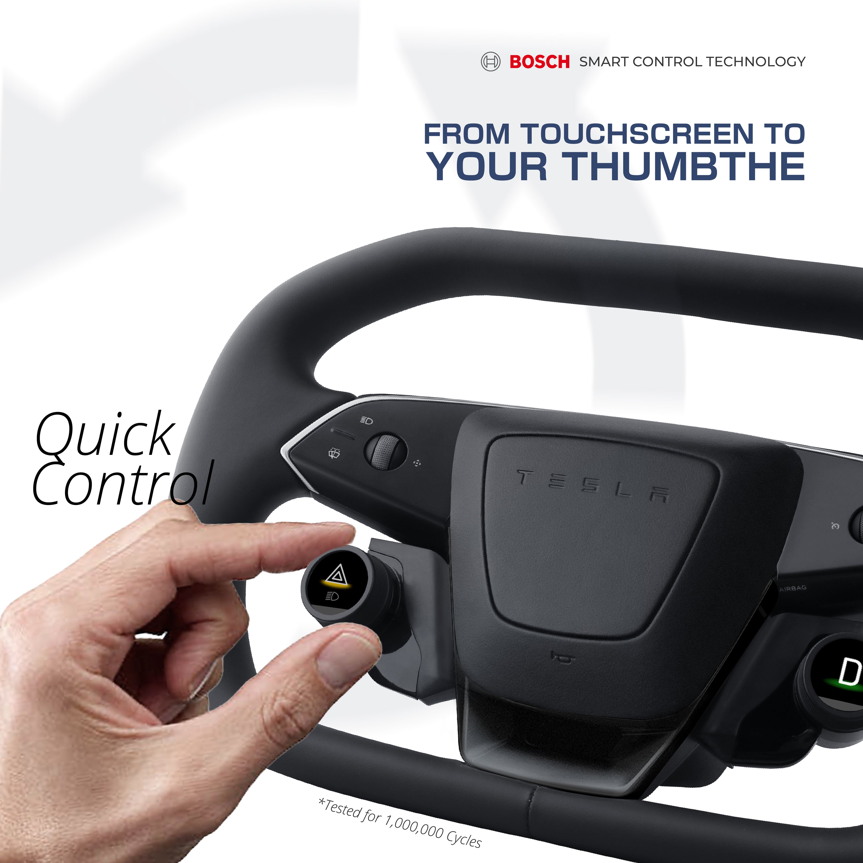Pro Edition | Cyber Style Steering Wheel for Tesla Model Y / YL - Bosch-Partnered Smart Control Technology