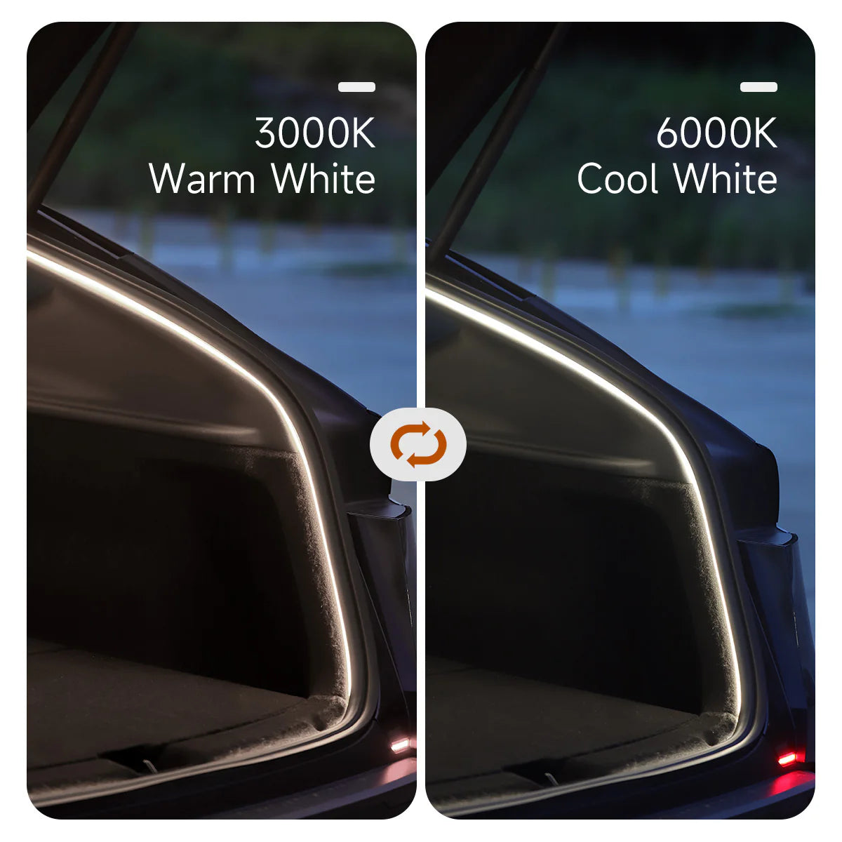 Dual-Mode Trunk LED Strip for Model Y – Warm & Cool White (3000K & 6000K)