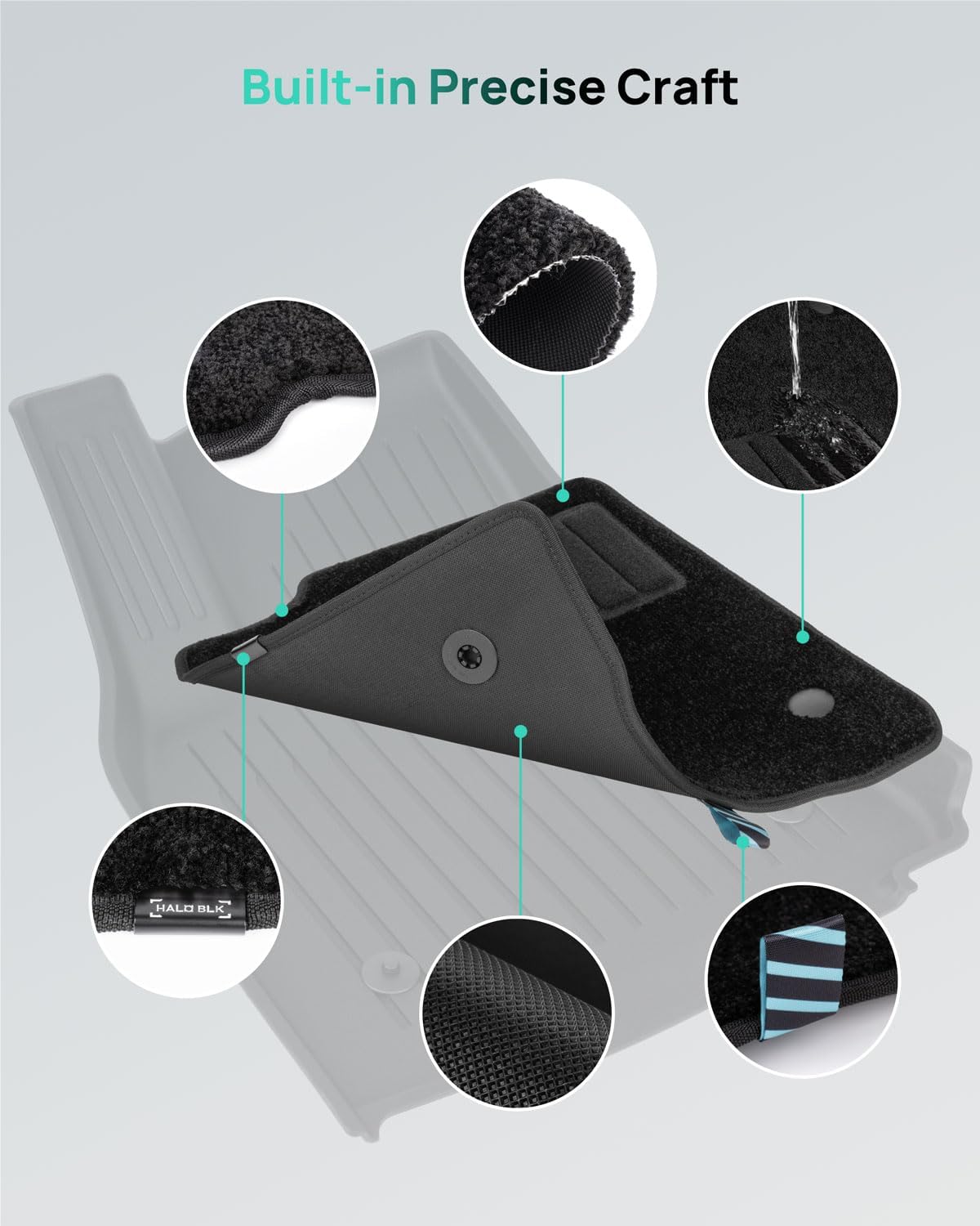 Floor Mats with Nylon Carpet Compatible with Tesla Model Y Juniper | All-Weather Protection - Full Set