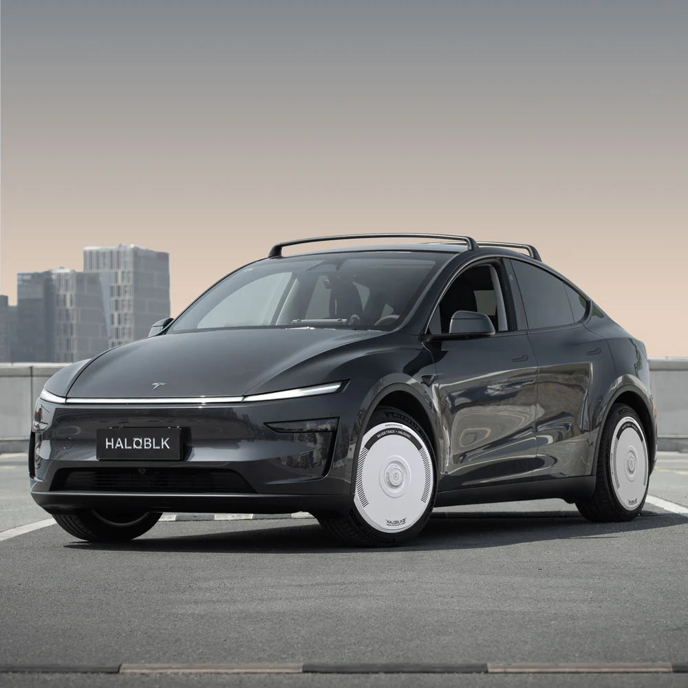 HALODISC 2 - SILVER TRACK White | Wheel Covers for Tesla