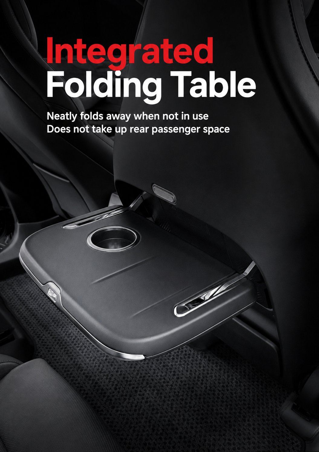 Seatback Folding Table for Tesla Model YL | Fully Wrapped in Nappa Leather