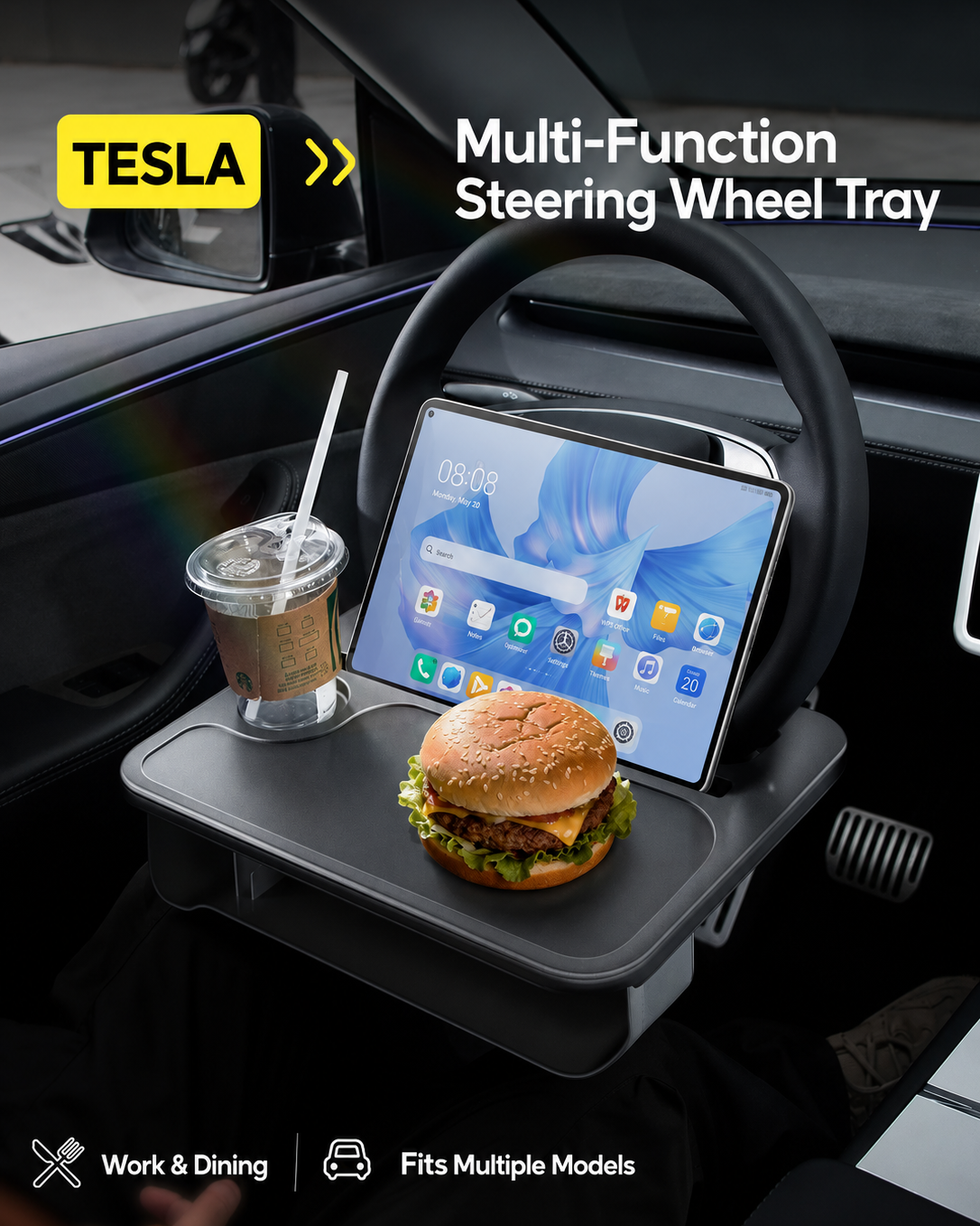 Steering Wheel Tray - MultiFunction Table For Tesla Model 3 / Y / YL