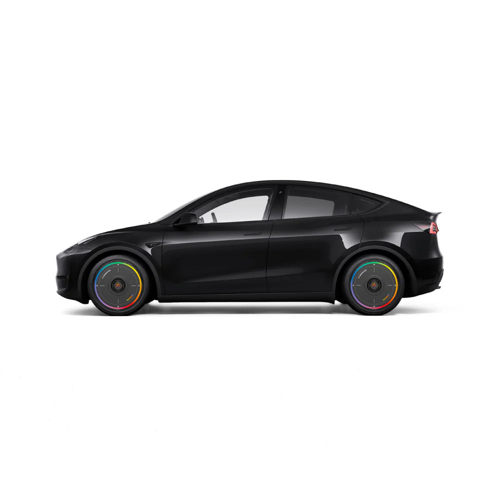 HALODISC 2 - RAINBOW ROAD Black| Wheel Covers for Tesla