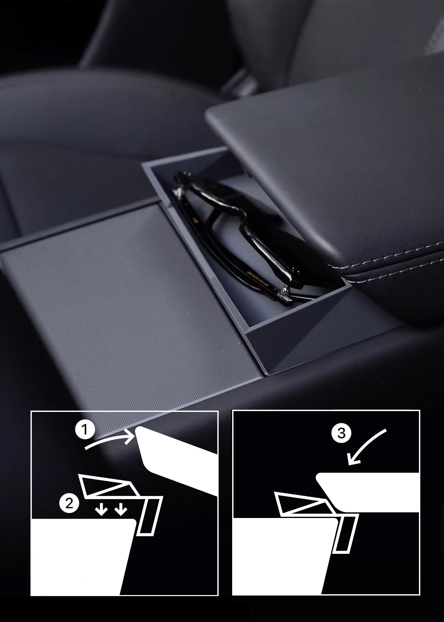 Armrest Secret Storage Tray For Tesla Model Y / 3