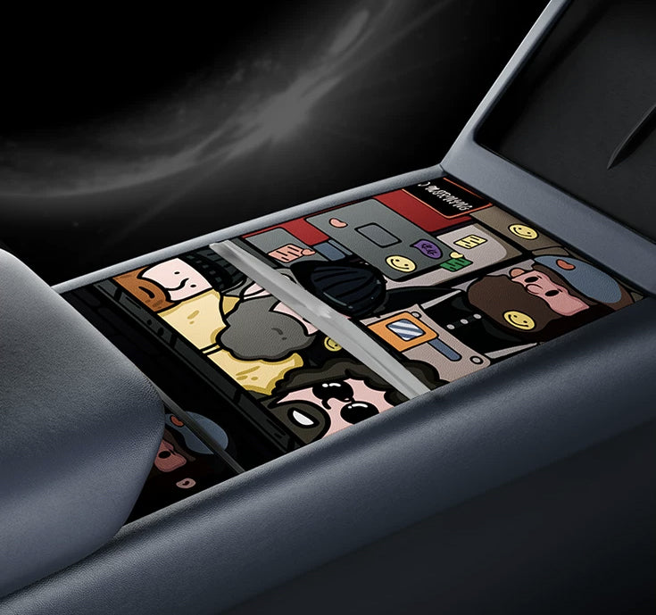 Patterned Nappa Leather Center Console Wrap for Tesla Model 3 / Y / YL