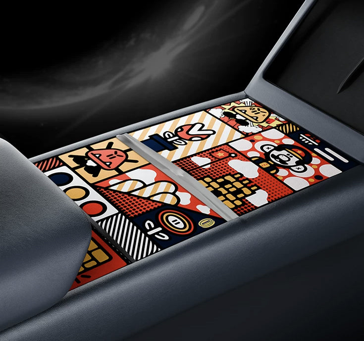 Patterned Nappa Leather Center Console Wrap for Tesla Model 3 / Y / YL