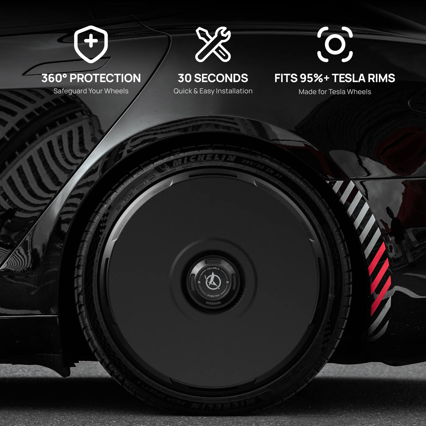 HALODISC 2 - RTP Black | Wheel Covers for Tesla