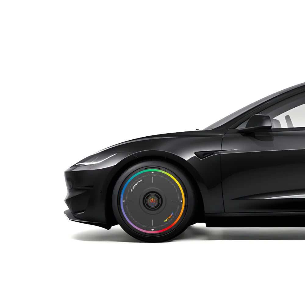 HALODISC 2 - RAINBOW ROAD Black| Wheel Covers for Tesla