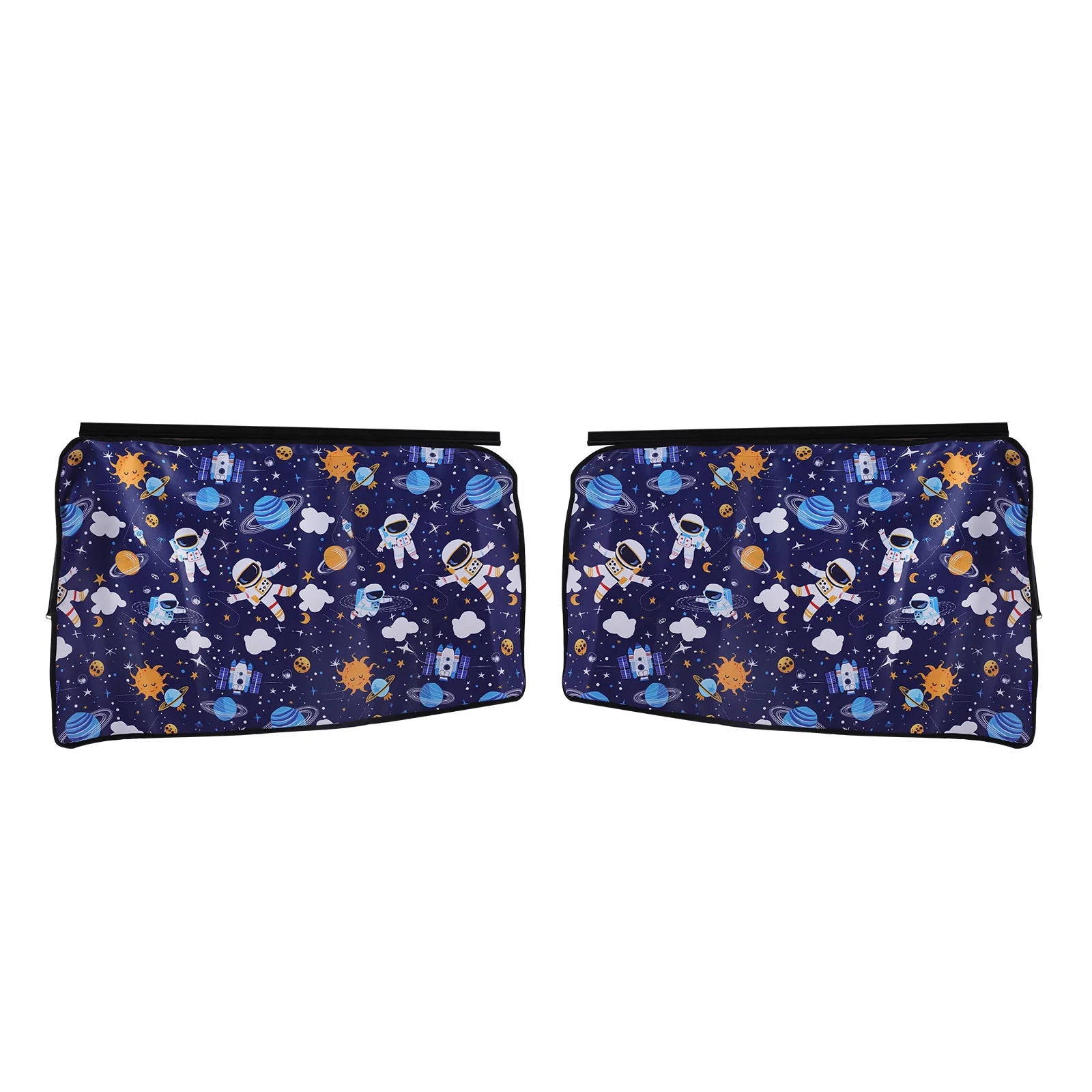 Rear Side Sunshade Curtain with Cartoon Astronaut and Planet Prints